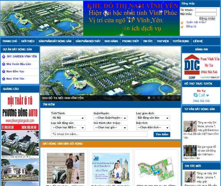 Thiết kế website bất động sản Vĩnh Phúc